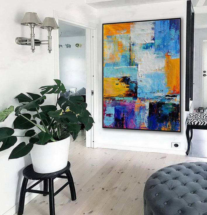 Modern Original White Navy You Abstract Canvas Artwork KRK1F